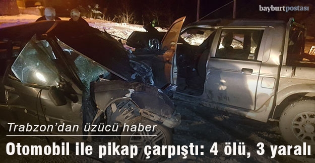 Trabzon'da otomobil ile pikap çarpıştı: 4 ölü, 3 yaralı