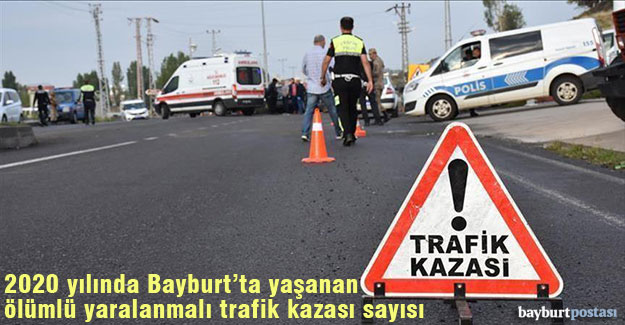 Bayburt'ta meydana gelen ölümlü yaralanmalı trafik kazası sayısı