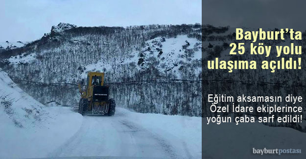 Bayburt'ta kardan kapanan köy yolları ulaşıma açıldı!