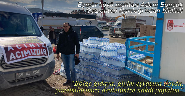 Eymür köyünün yardım aracı Gaziantep Nurdağı'nda