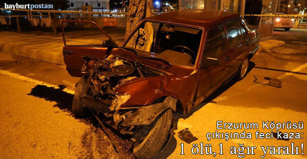 Erzurum Köprüsü çıkışında feci kaza: 1 ölü, 1 ağır yaralı!