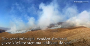 Hacıoğlu'nda söndürülen yangın yeniden tutuştu, henüz söndürülemedi!