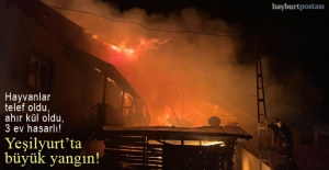 Bayburt'un Yeşilyurt köyünde büyük yangın!
